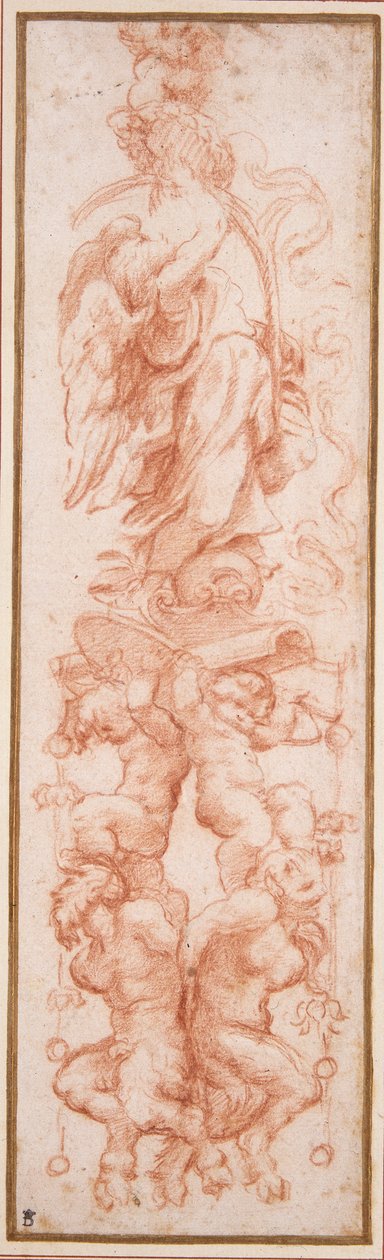 Grotesk dekoration för revbenet på ett valv (röd krita på vitt papper) av (c.1489 1534) Correggio