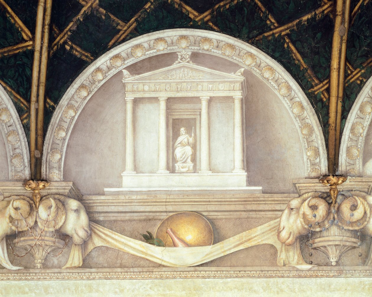 Lunett som visar Temple eller Jupiter, fresk av Antonio Allegri Da Correggio (1489-1534) Abbedissans rum, San Paolo Monastery, Parma, Italien av (c.1489 1534) Correggio