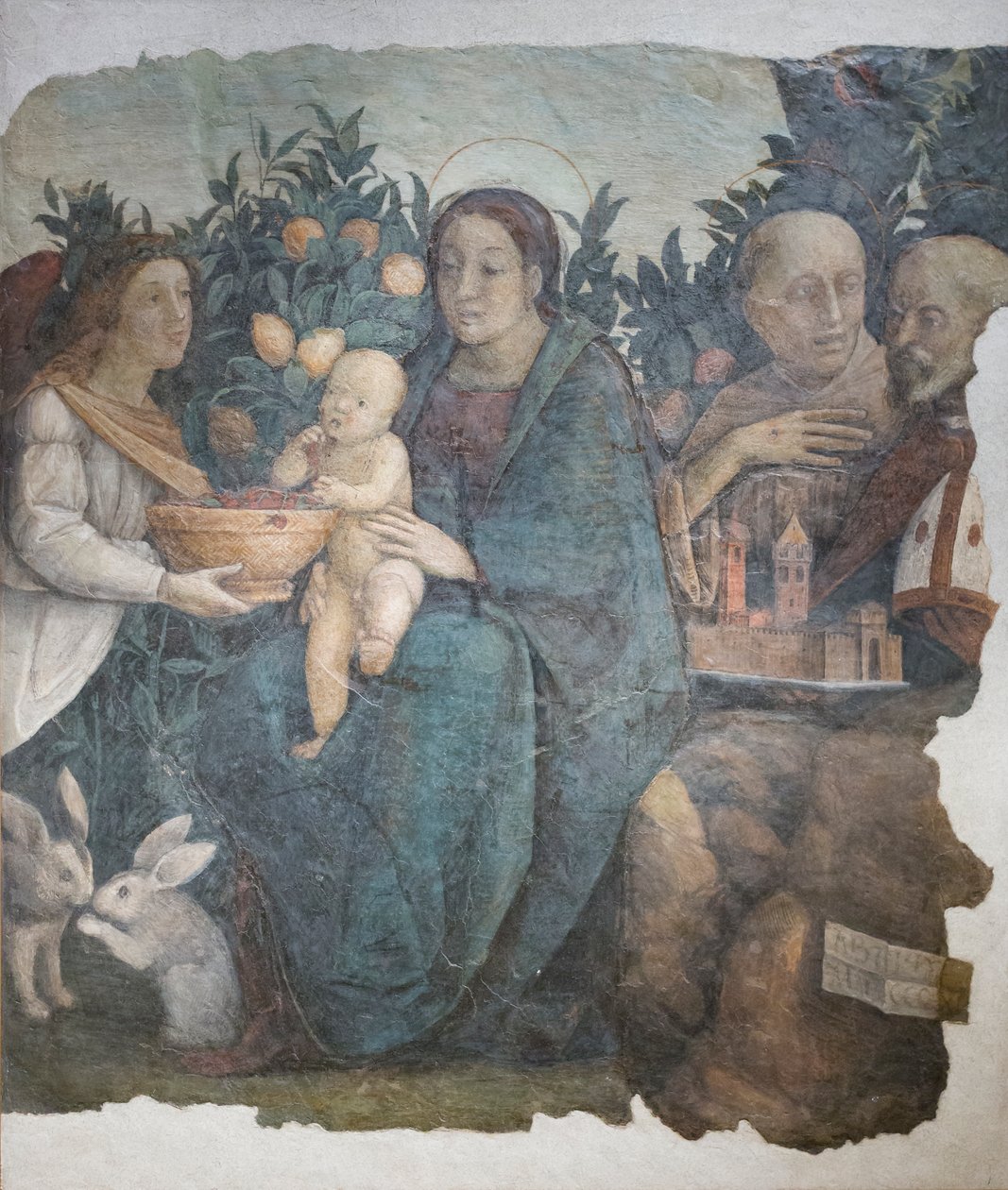 Madonna med barn och helgonet Franciskus och Quirinus, känd som Madonna dei limoni av (c.1489 1534) Correggio