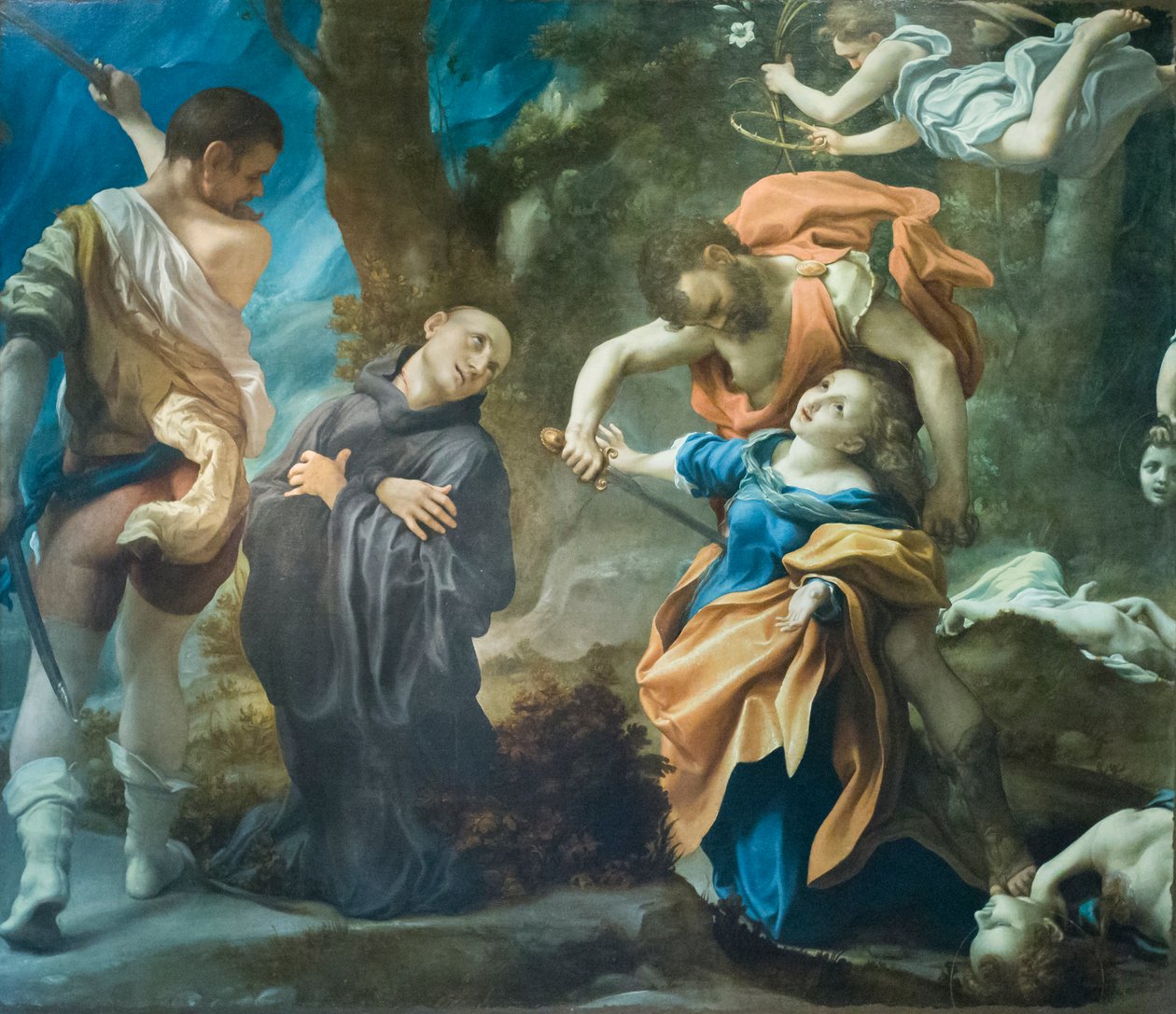 Placidus, Flavia, Eutychius och Victorinus martyrium, ca 1524 (olja på duk) av (c.1489 1534) Correggio