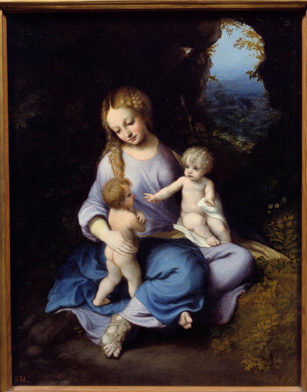 Jungfrun, Jesus och Sankt Johannes barnmålning av Antonio Allegri (känd som Correggio eller Correge 1489-1534) 1500-talets Madrid, Pradomuseet av (c.1489 1534) Correggio