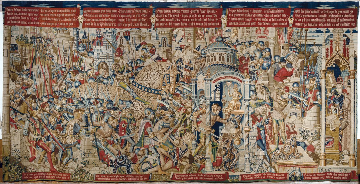 The Trojan War: The Destruction of Troy, c.1470 (gobeläng) av (fl.1450 75) Master of Coetivy