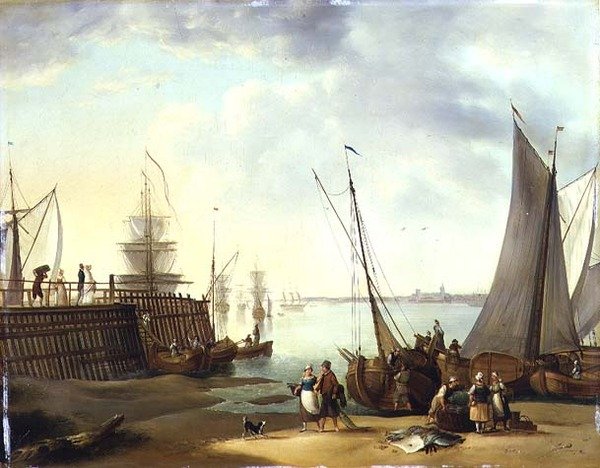 Holländsk sjöfart scen av (fl.1860) W.W.