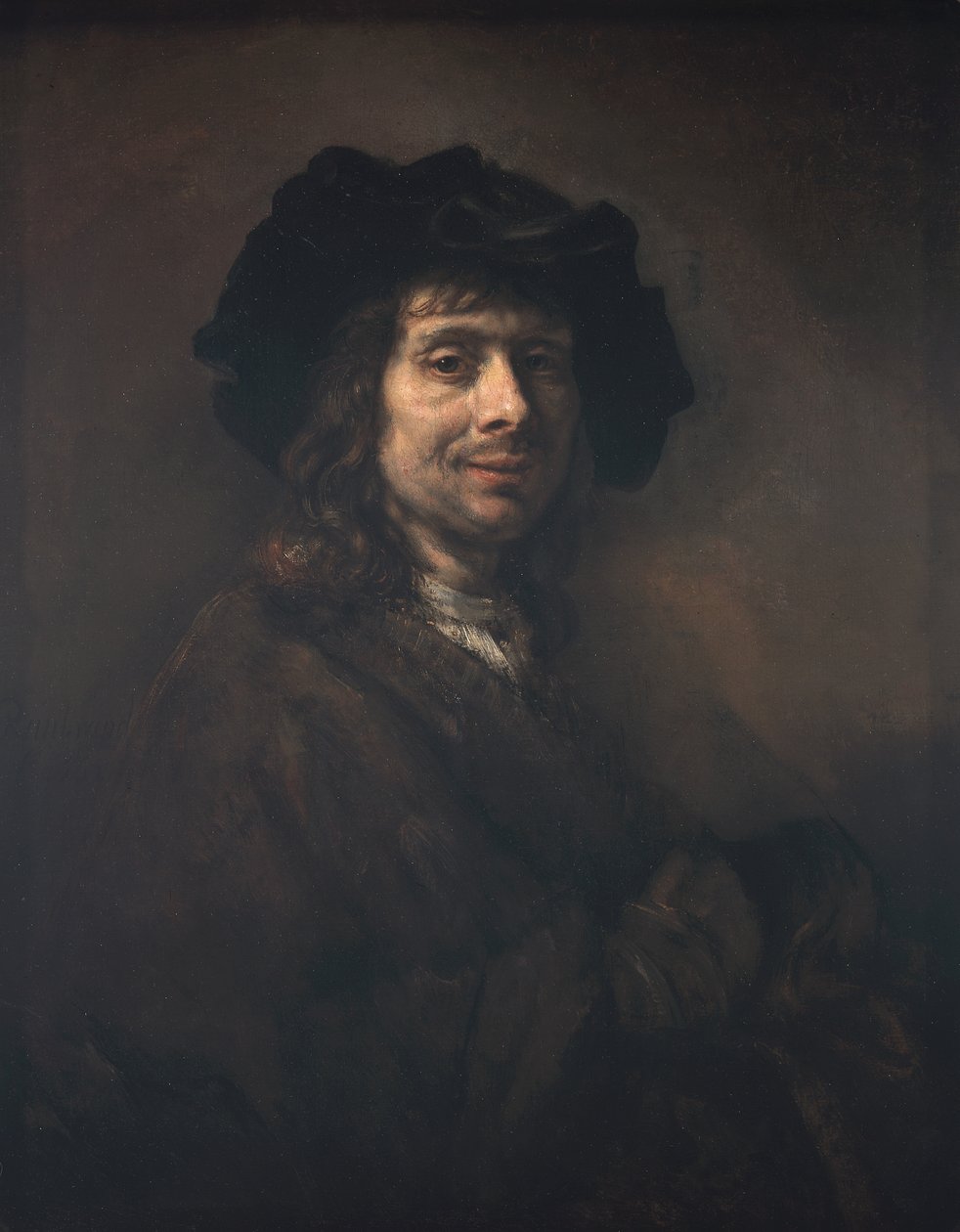 Porträtt av en ung man (kanske en konstnär) 1661-62 (olja på duk) av (studio of) Rembrandt Harmensz. van Rijn