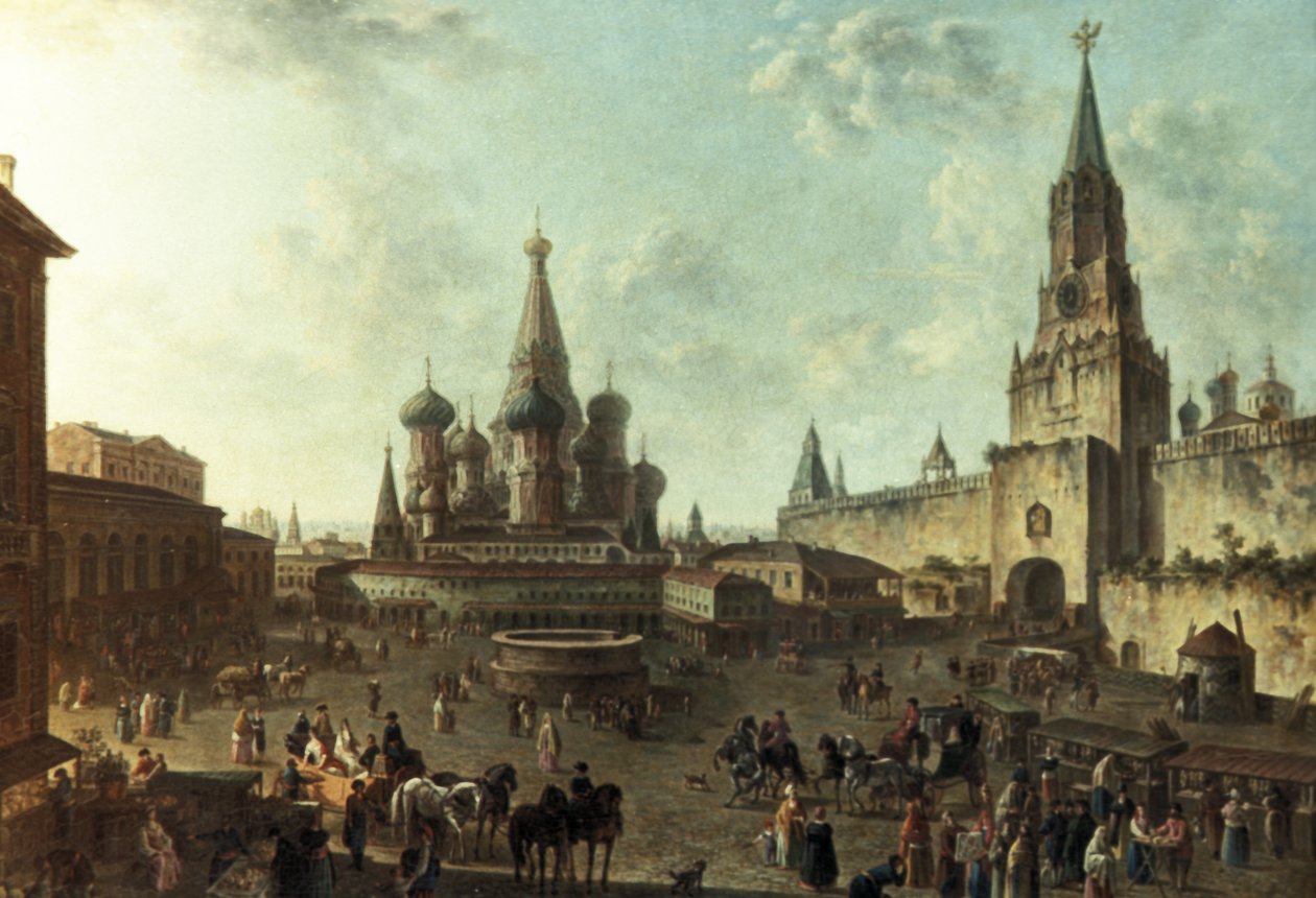 Et oliemaleri af Den Røde Plads i Moskva af Fjodor Alexeyev (1801). av Unknown