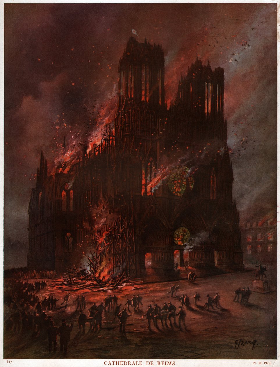 Reims katedral i brand. Katedralen i Reims i brand. av Unknown