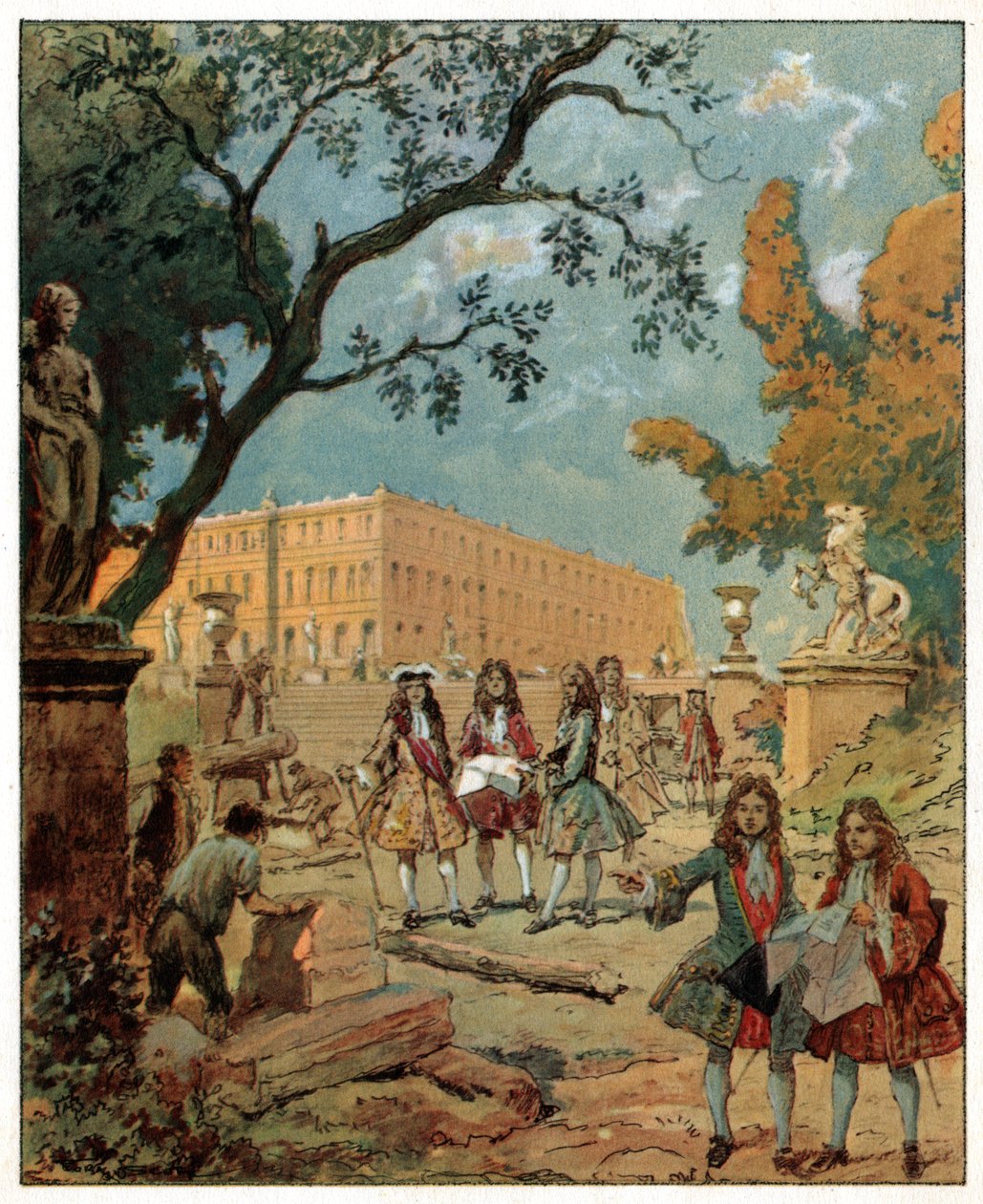 Byggandet av slottet i Versailles. Byggnaden av Chateau de Versailles. av Unknown