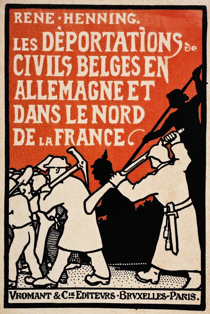 Omslag till Deportations de Civils Belges in Germany and Northern France av Rene Henning, utgiven av Vromant et Cie, Bryssel-Paris, 1919 av Unknown