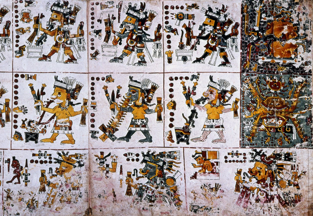 Detalj från en faksimil Kopia av en sida i Codex Borgia av Unknown