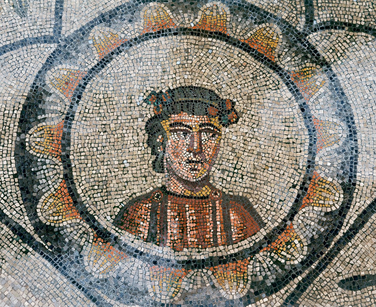 Detalj av golvet i den tidiga kristna basilikan i Aquileia, Udine av Unknown