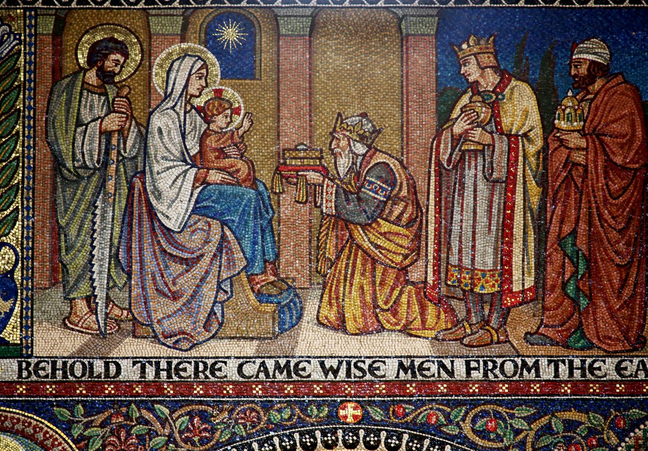 Droitwich, Church of the Sacred Heart och St Catherine: Mosaics av Frank Peacock Gabriel Pippet, 1920-talet av Unknown