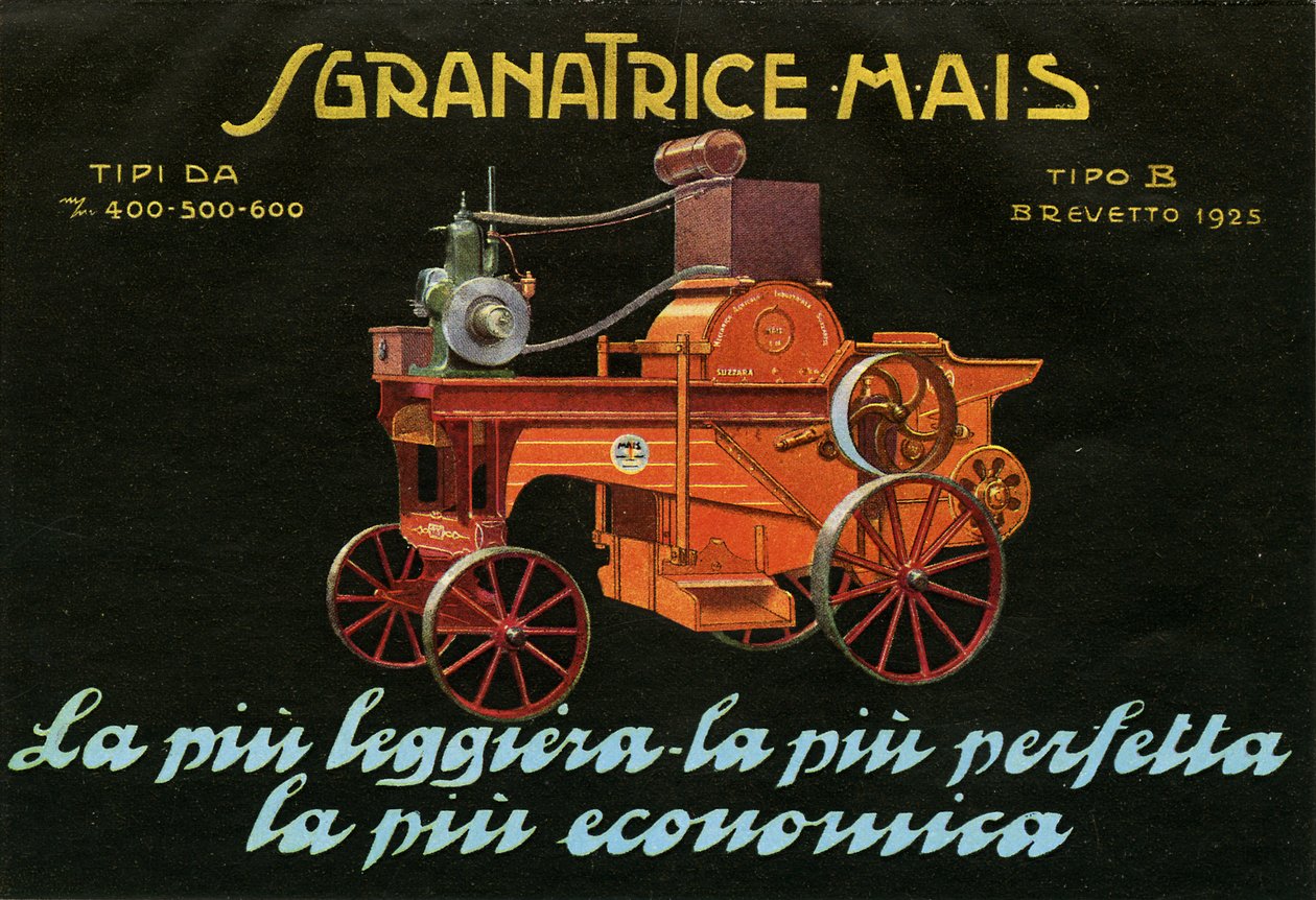 Jordbruksmaskiner. Suzzara, 1925 av Unknown