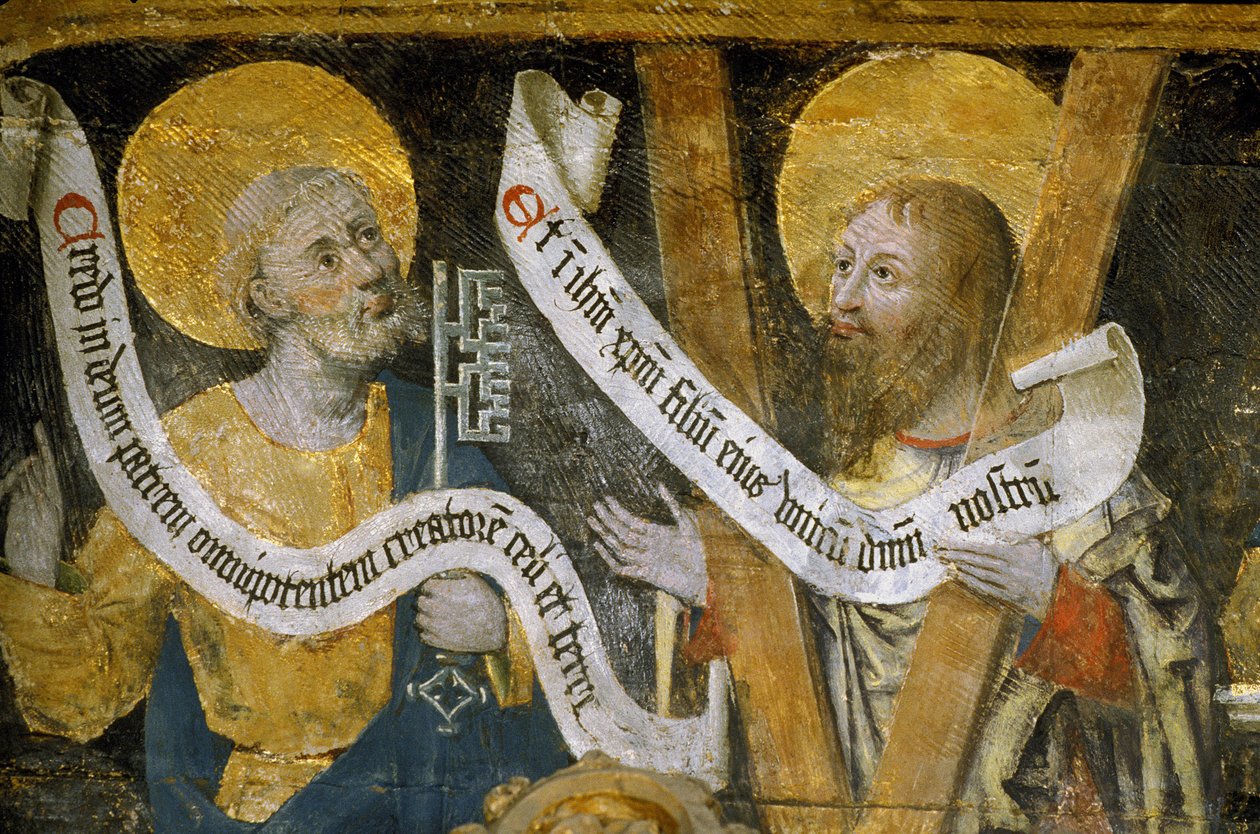 Frankrike - Somme - Avdelning 80 - Amiens - Interiör av katedralen - Små quatrains i gammal fransk textning - "" Saint Firmins martyrskap"" - Saint Peter och Saint Andre av Unknown