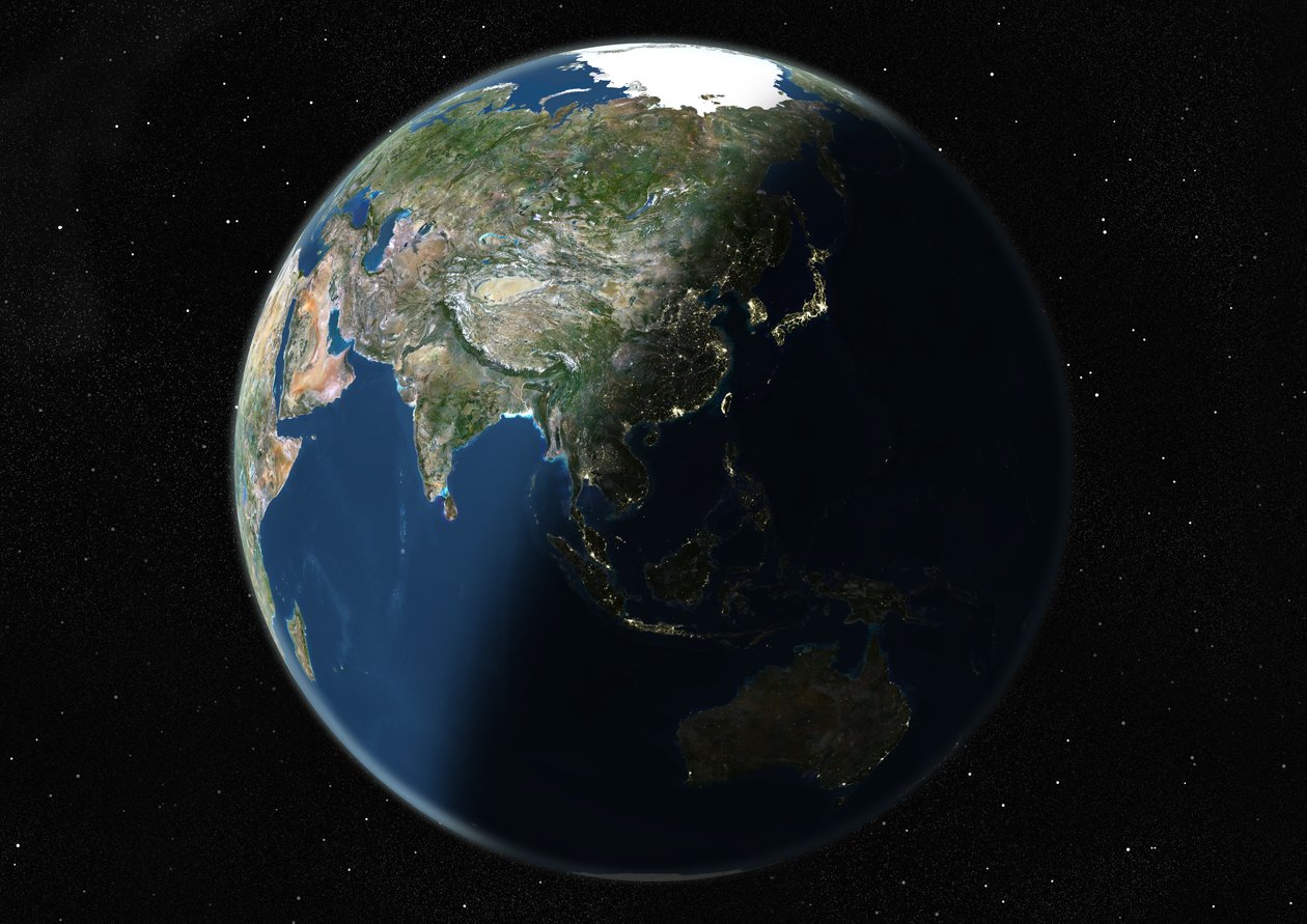 Globe Centrerad På Asien Och Oceanien, Sann Färgsatellitbild av Unknown