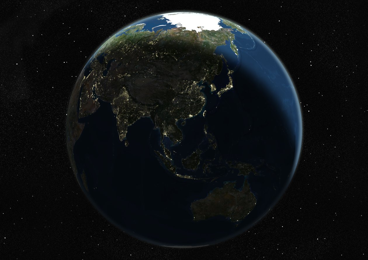 Globe Centrerad På Asien Och Oceanien, Sann Färgsatellitbild av Unknown