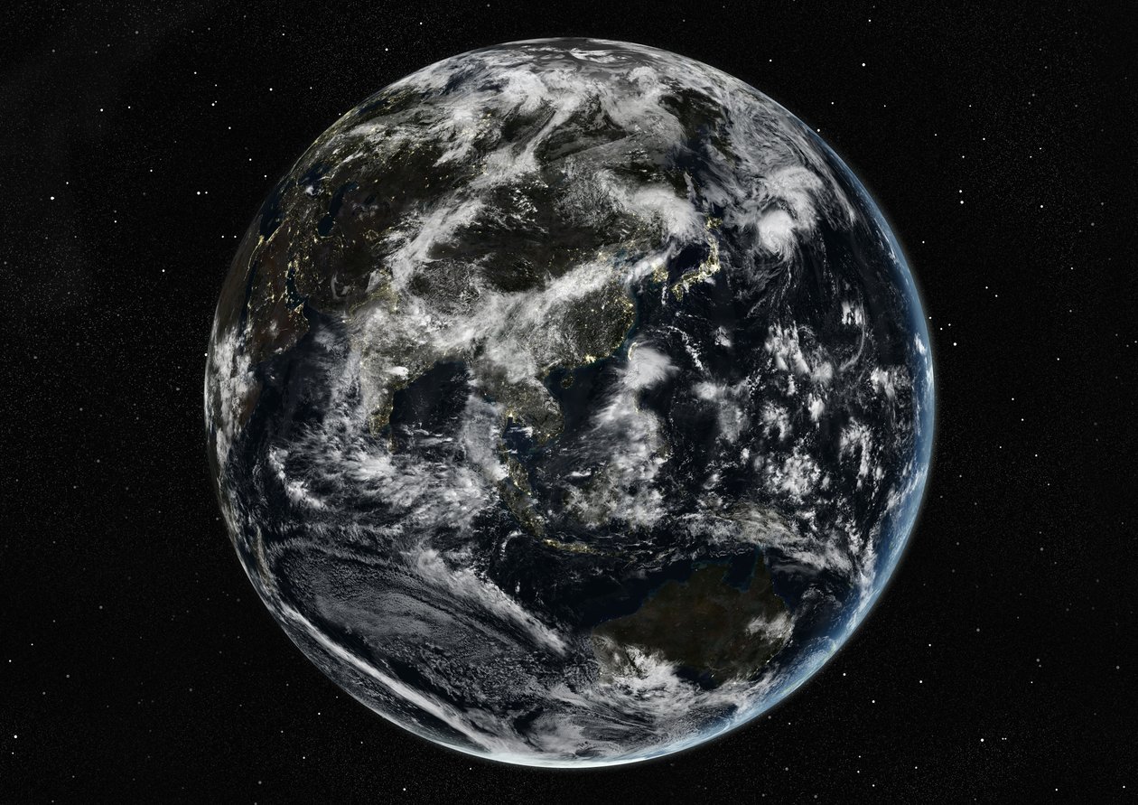 Globe Centrerad På Asien Och Oceanien, Sann Färgsatellitbild av Unknown