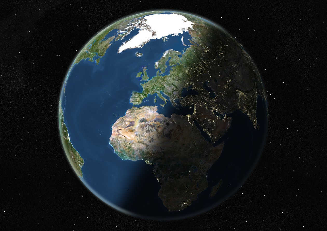Globe Centrerad På Europa Och Afrika, Sann Färgsatellitbild av Unknown