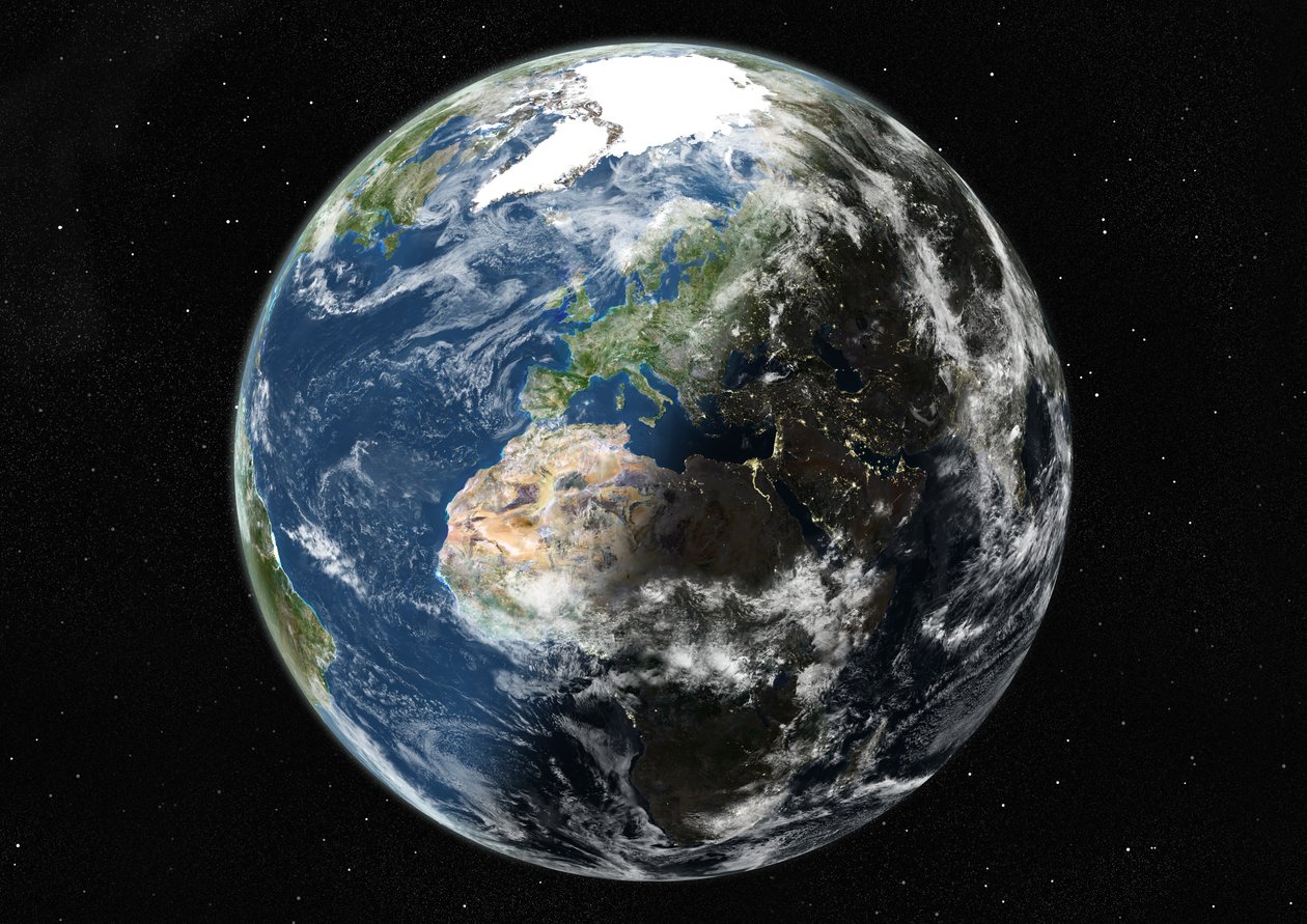 Globe Centrerad På Europa Och Afrika, Sann Färgsatellitbild av Unknown