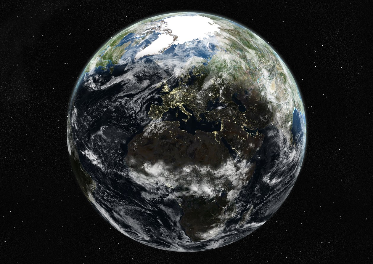 Globe Centrerad På Europa Och Afrika, Sann Färgsatellitbild av Unknown