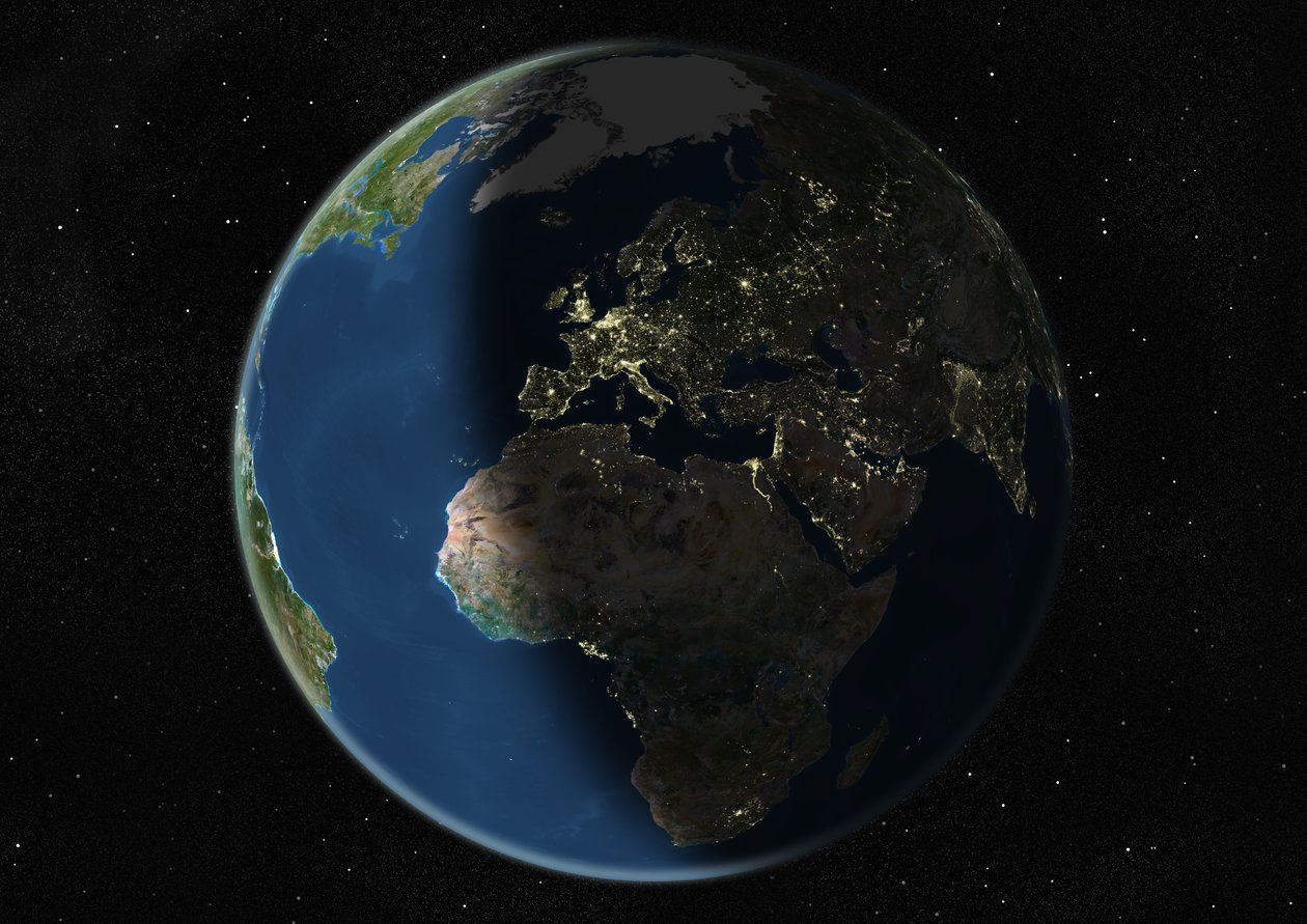 Globe Centrerad På Europa Och Afrika, Sann Färgsatellitbild av Unknown