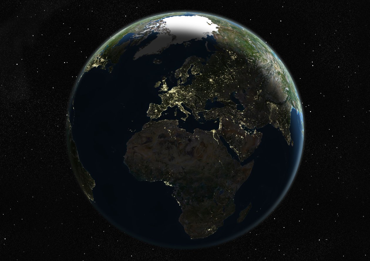 Globe Centrerad På Europa Och Afrika, Sann Färgsatellitbild av Unknown