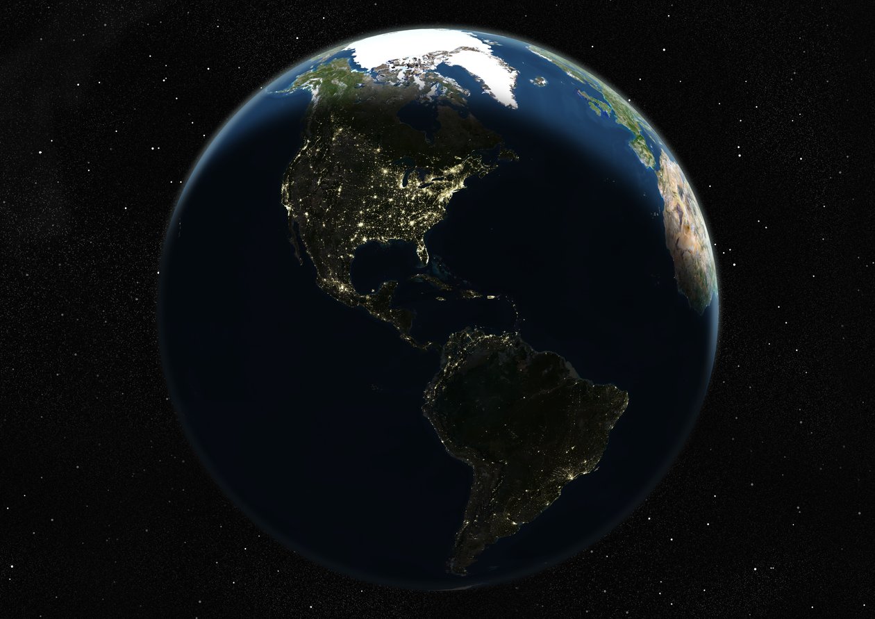 Globe Centrerad På Amerika, Sann Färgsatellitbild av Unknown