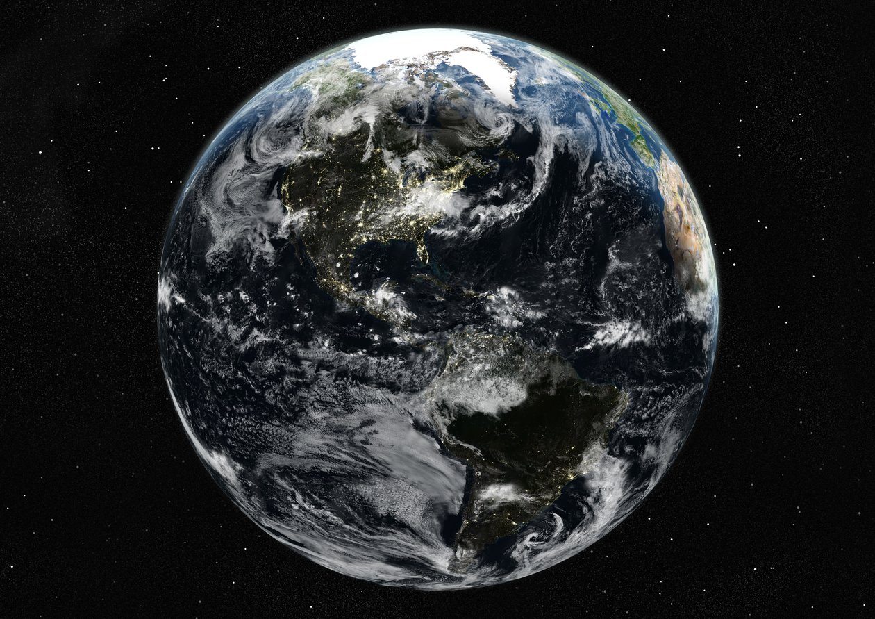 Globe Centrerad På Amerika, Sann Färgsatellitbild av Unknown