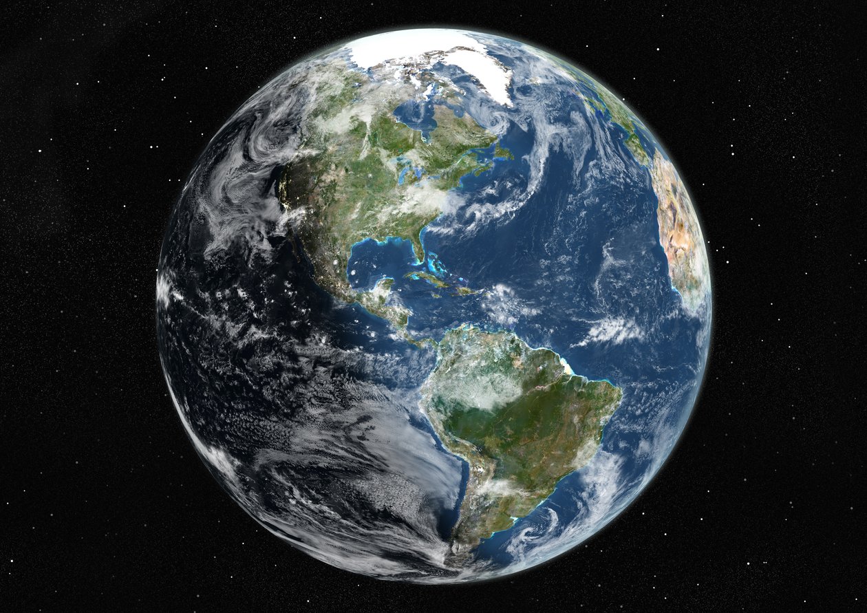 Globe Centrerad På Amerika, Sann Färgsatellitbild av Unknown