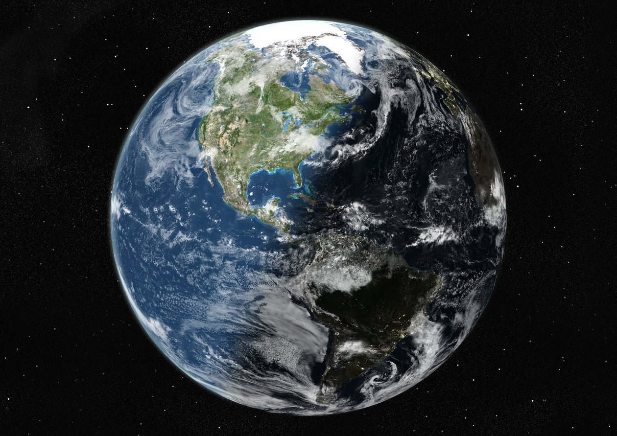 Globe Centrerad På Amerika, Sann Färgsatellitbild av Unknown