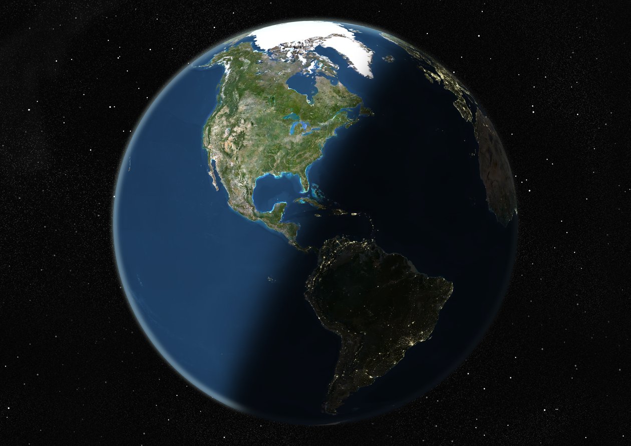 Globe Centrerad På Amerika, Sann Färgsatellitbild av Unknown