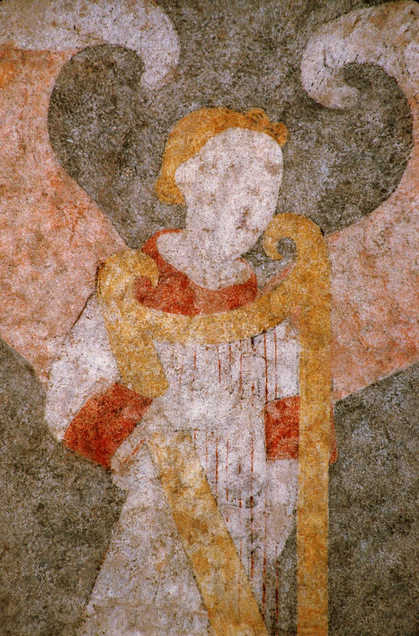 Loire Atlantique N* 081 - St-Sulpice des Landes - Kyrka känd som den "gamla byn" - 1400-talets väggmålning - Valvets ängel som spelar "rebecken"" (viol) av Unknown