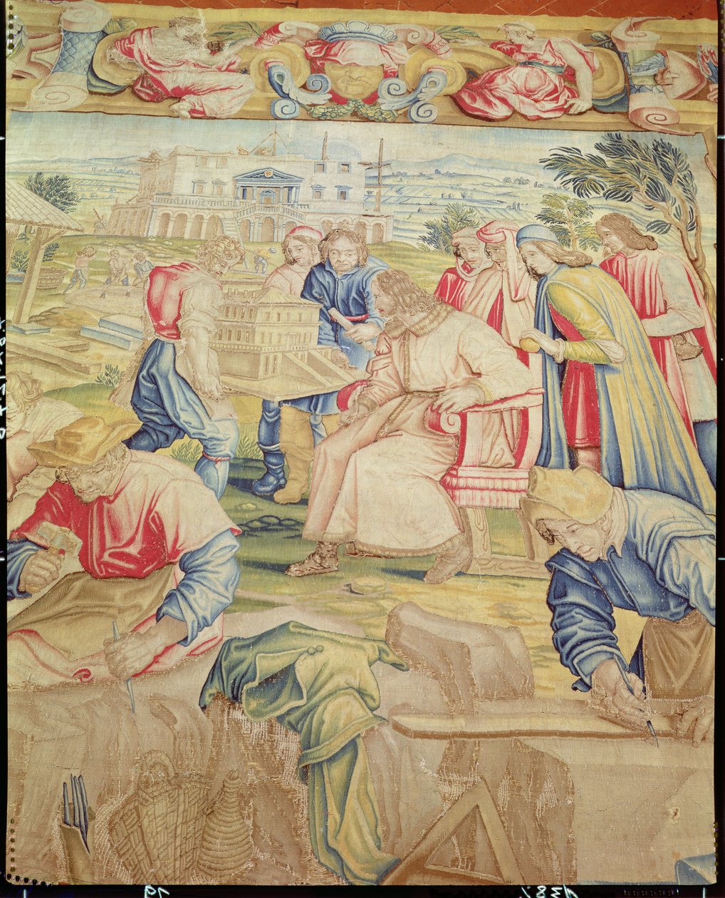 Lorenzo Medici (1449-92) na Giuliano da Sangallo (fl.1443-1516) Wakikagua Mfano wa Villa huko Poggia a Caiano na Benedetto di Michele Squilli (fl.1555-88) na Joannes Stradanus (b. Jan van deswed) av Unknown
