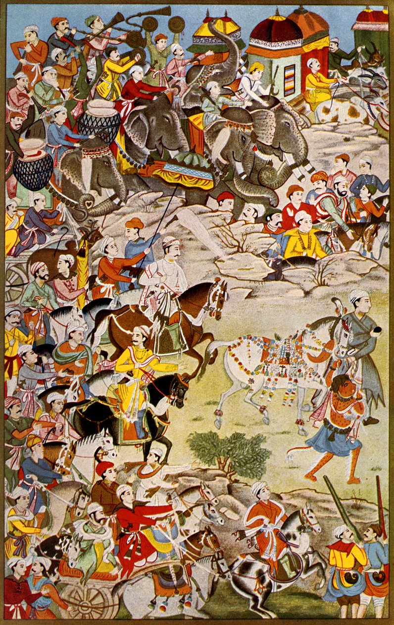 Marsch av den stora Mughal, Akbar den store av Unknown