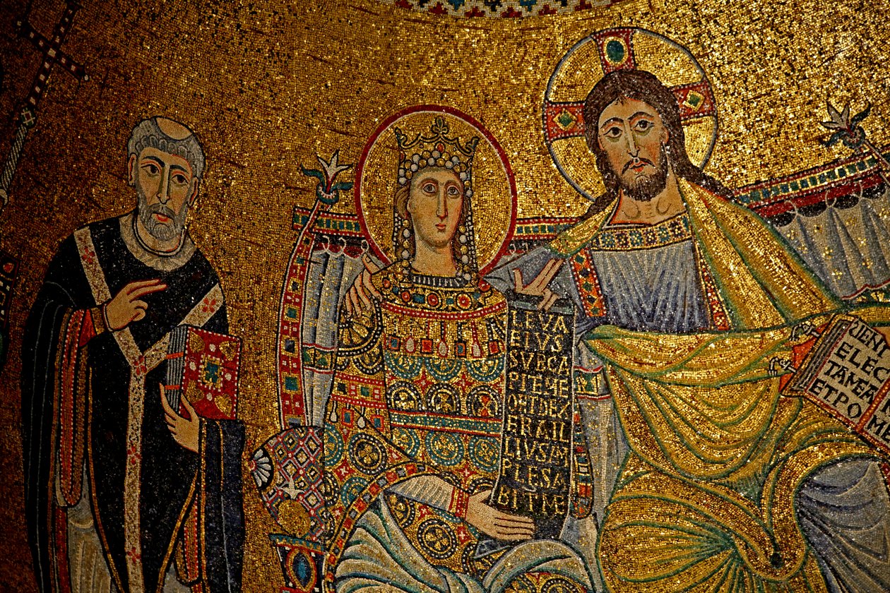 Mosaik i Apsiden med Kristus och Jungfru Maria av Unknown