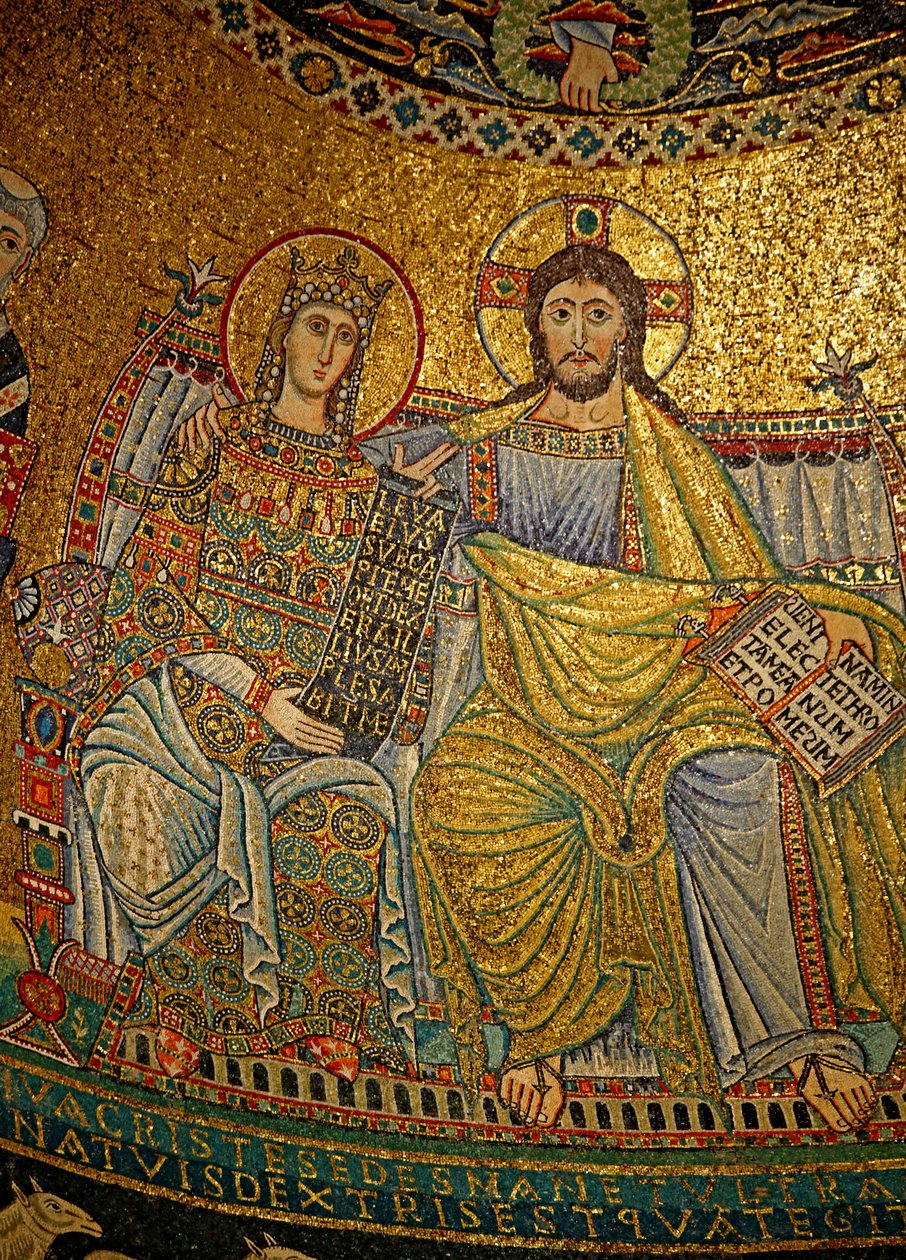 Mosaik i Apsiden med Kristus och Jungfru Maria av Unknown