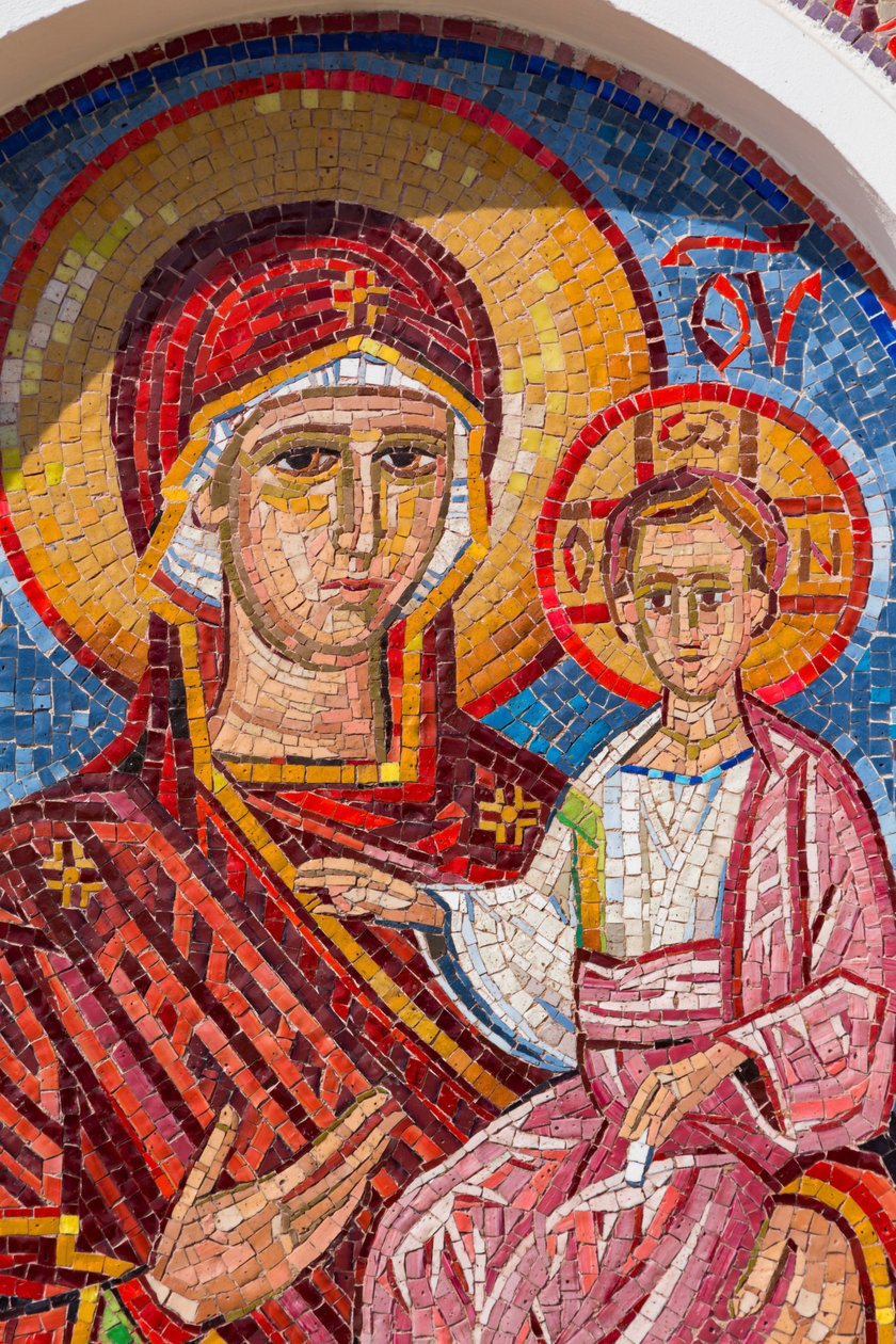 Mosaik av jungfrun och barnet i Manastir Ostrog, Montenegro av Unknown
