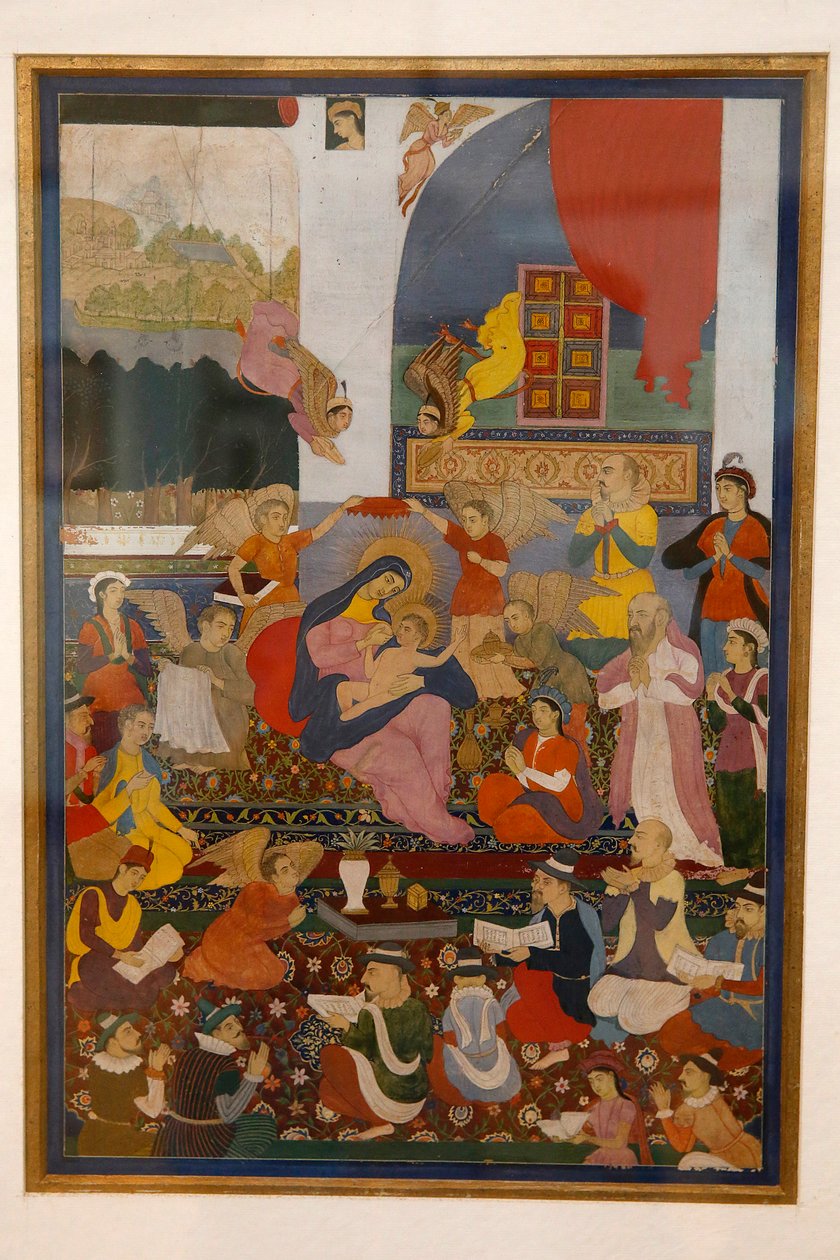 Indiens nationalmuseum, Delhi, miniatyr föreställande Jungfru Maria som ammar Jesus, Indien av Unknown