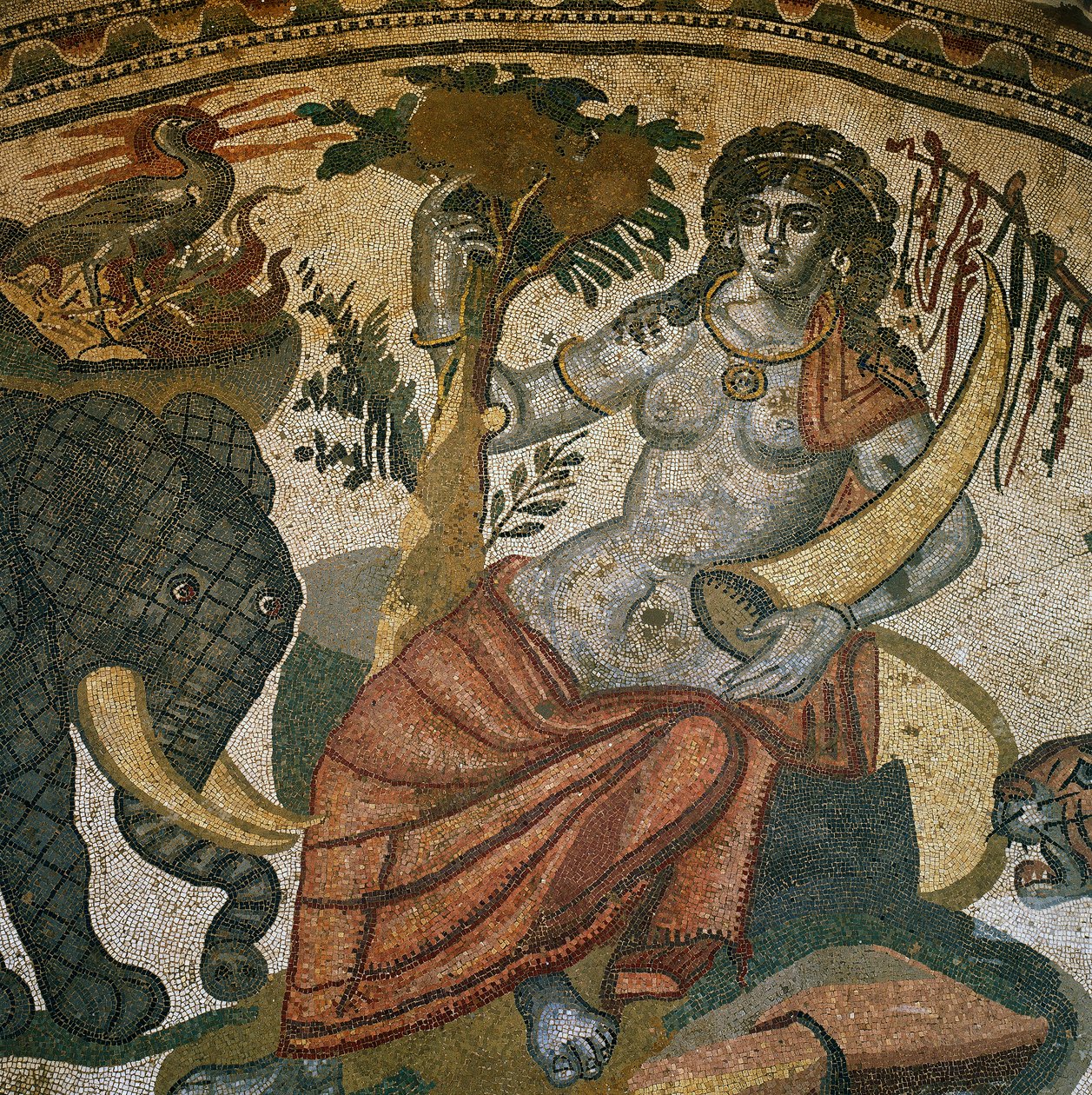 Personifiering av Armenien mellan en elefant och en tiger, Mosaik, Villa of Casale, Piazza Armerina, Enna av Unknown