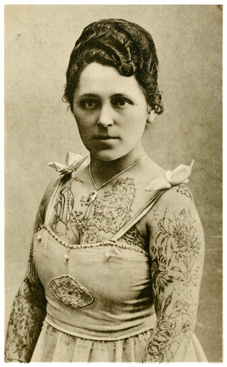 Porträtt av Margit, den tatuerade kvinnan, ca 1910 av Unknown