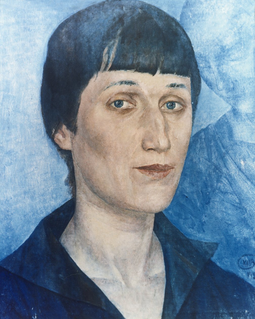 Porträtt av den ryska poeten Anna Akhmatova (1888-1966) av Petrov-Vodkin, 1922. av Unknown
