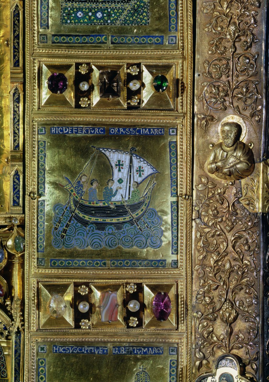 Settlement of the Body of St. Mark, emaljpanel från Pala dOro, San Marco Basilica, 10-12-talet av Unknown
