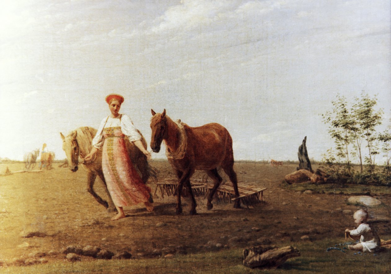 Våren plöjer en målning av Alexei Venetsianov (1780 - 1847). av Unknown