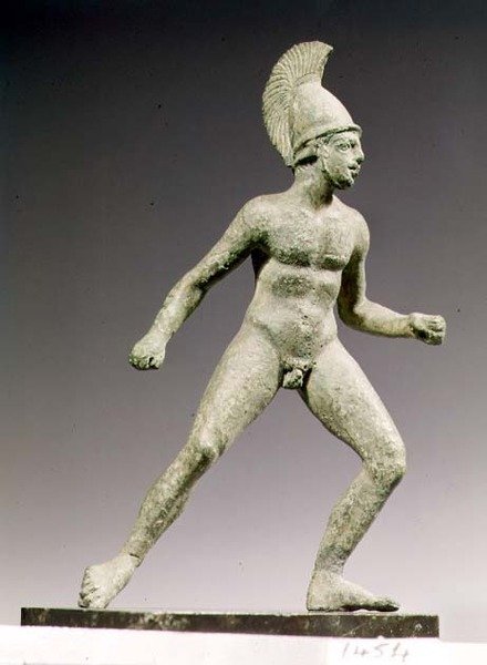 Staty av en skägglös krigare i attityden av Ajax, son till Oileus, romersk, 350-300 f.Kr. (brons) av Unknown
