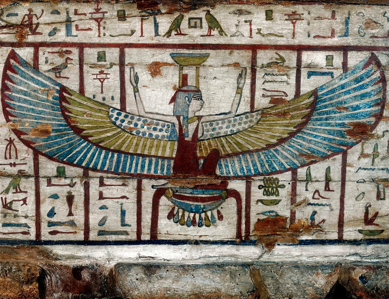 Gudinnan Iside, detalj av sarkofagen i Pa-di-Khonsu, Civic Egyptian Collection, Sforzesco Castle av Unknown