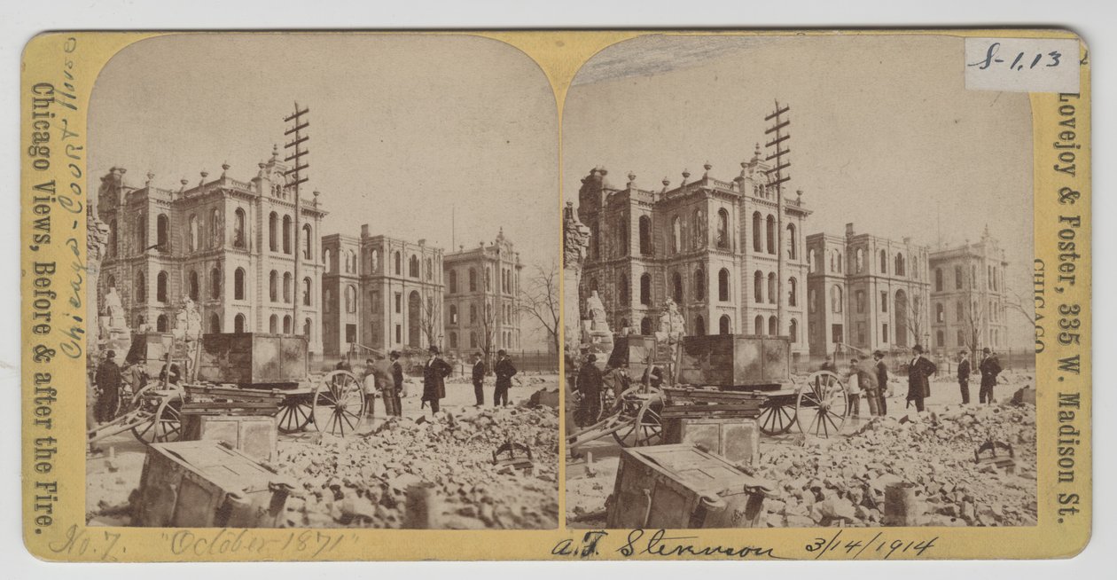 Cook County Court House och City Hall efter branden i Chicago 1871 av American Photographer