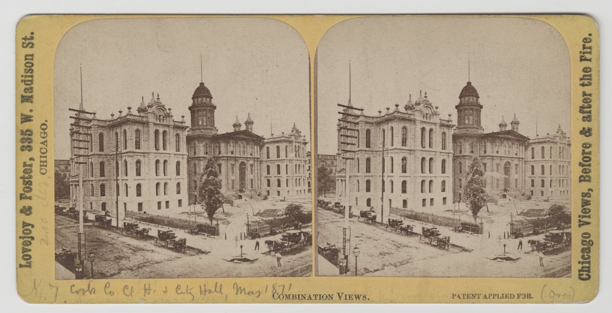 Cook County Court House och City Hall före branden i Chicago 1871 av American Photographer