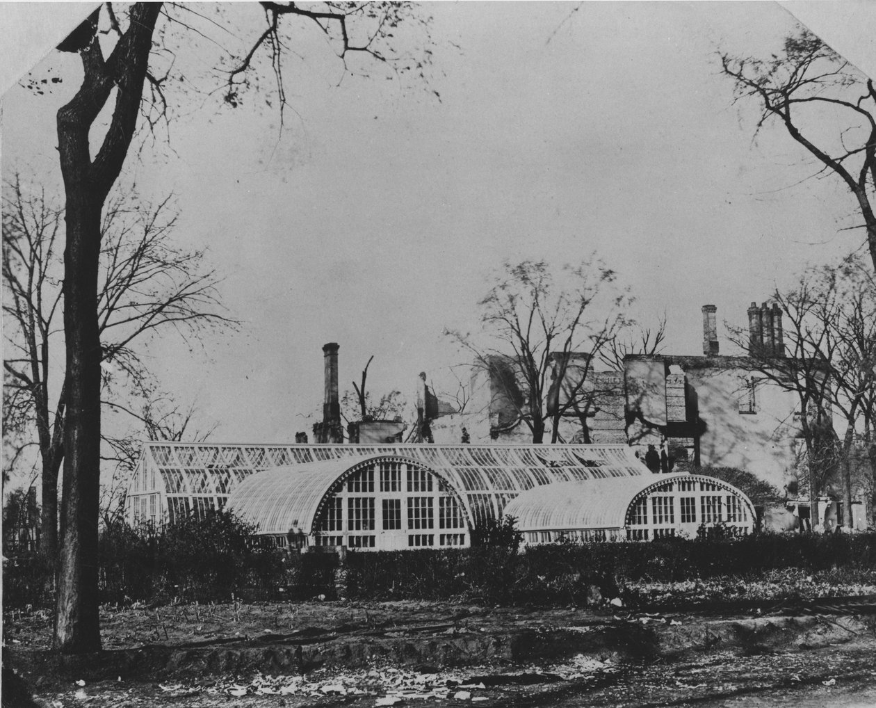Ezra B. McCaggs bostad och vinterträdgård efter branden i Chicago 1871, 1871 av American Photographer