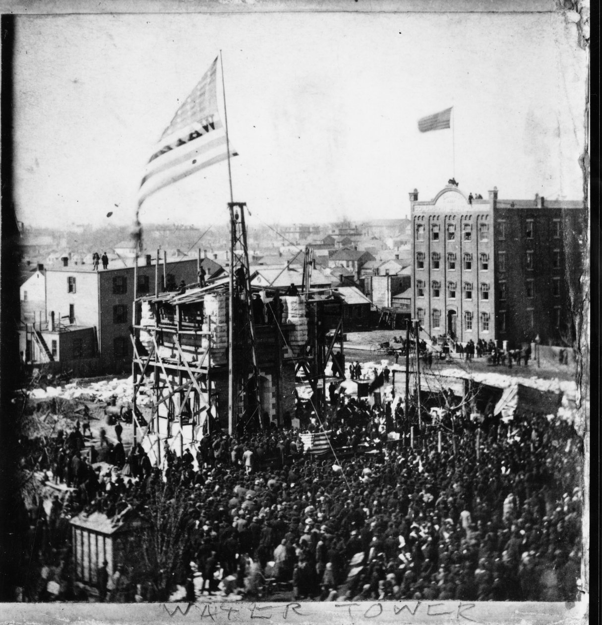 Nedläggning av hörnstenen för Chicago Water Tower, 25 mars 1867 av American Photographer