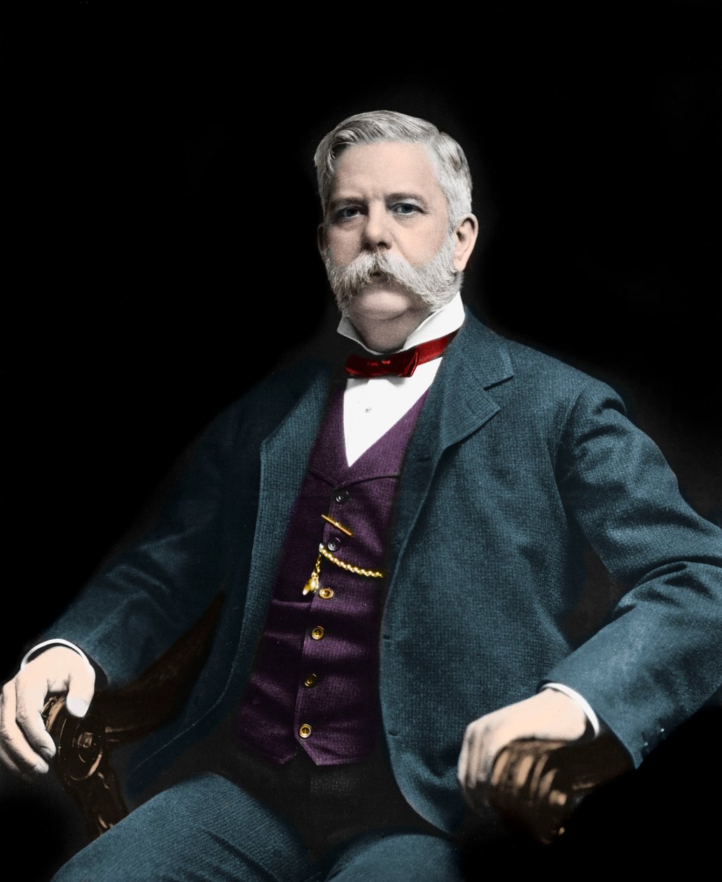 Porträtt av George Westinghouse (1846-1914). Amerikansk uppfinnare och industriman av American Photographer
