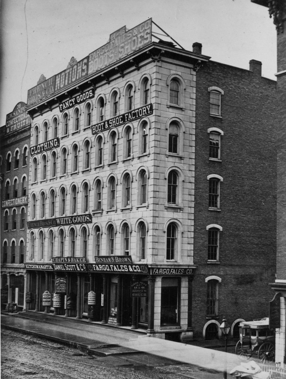 Skyltfönster på 40-46 Randolph Street, Chicago, ca 1869 av American Photographer